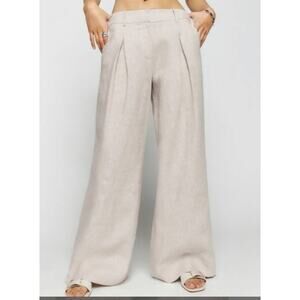 Reformation Asher Linen Low Rise Pant in Oatmeal Womans 8 NWT